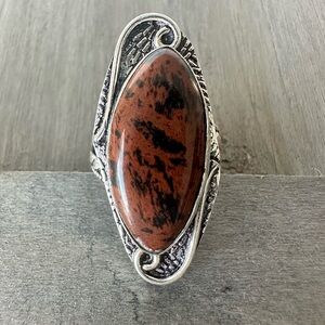 Mahogany Obsidian 925 Stamped Ring